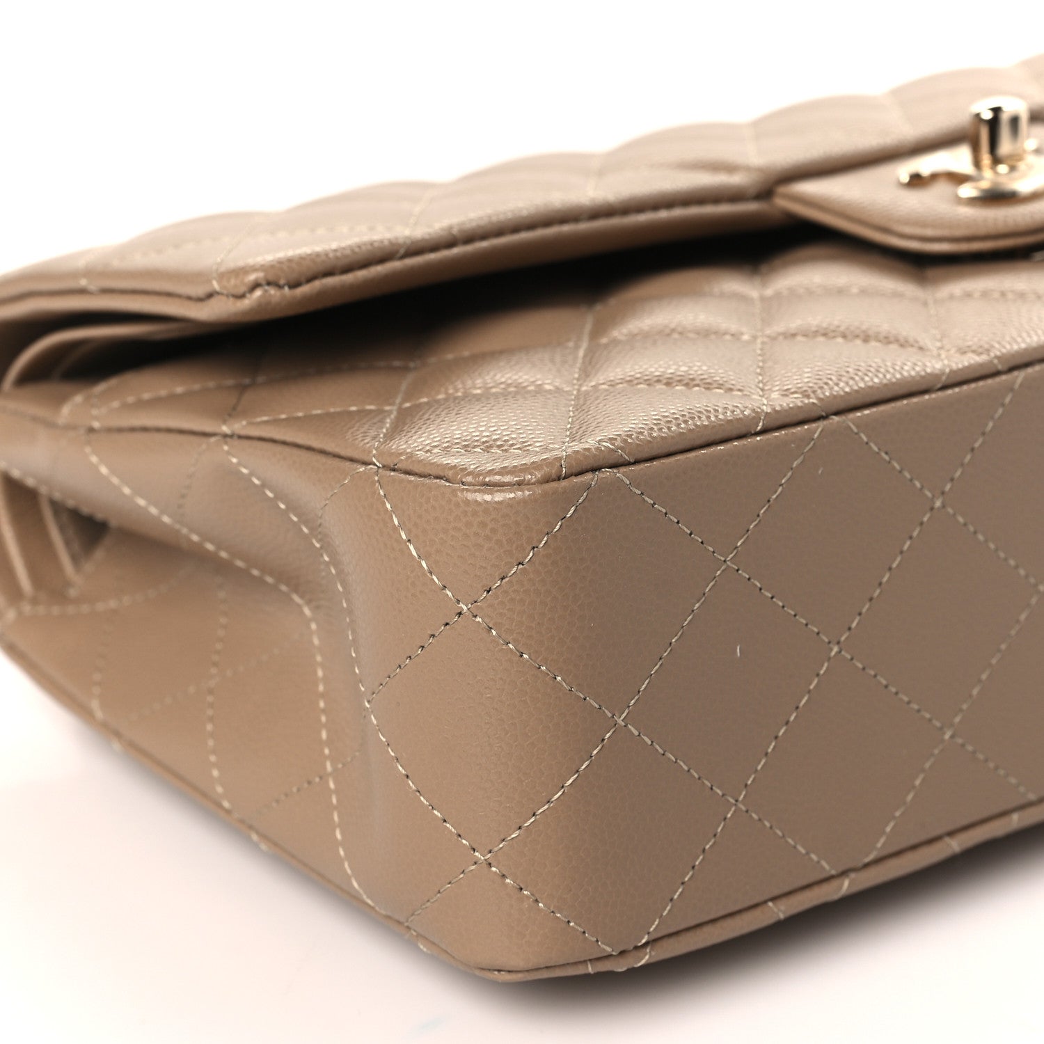 Chanel Caviar Quilted Medium Double Flap Dark Beige 8 of 10