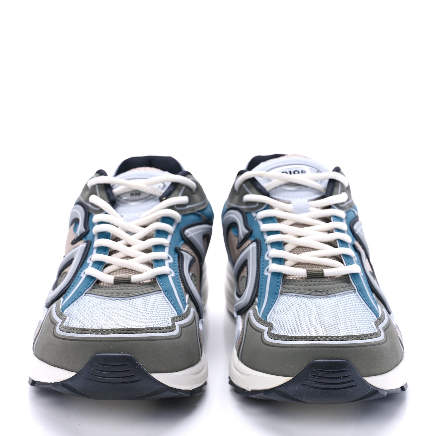 Technical Mesh Calfskin Mens B30 Sneakers 42 White Blue