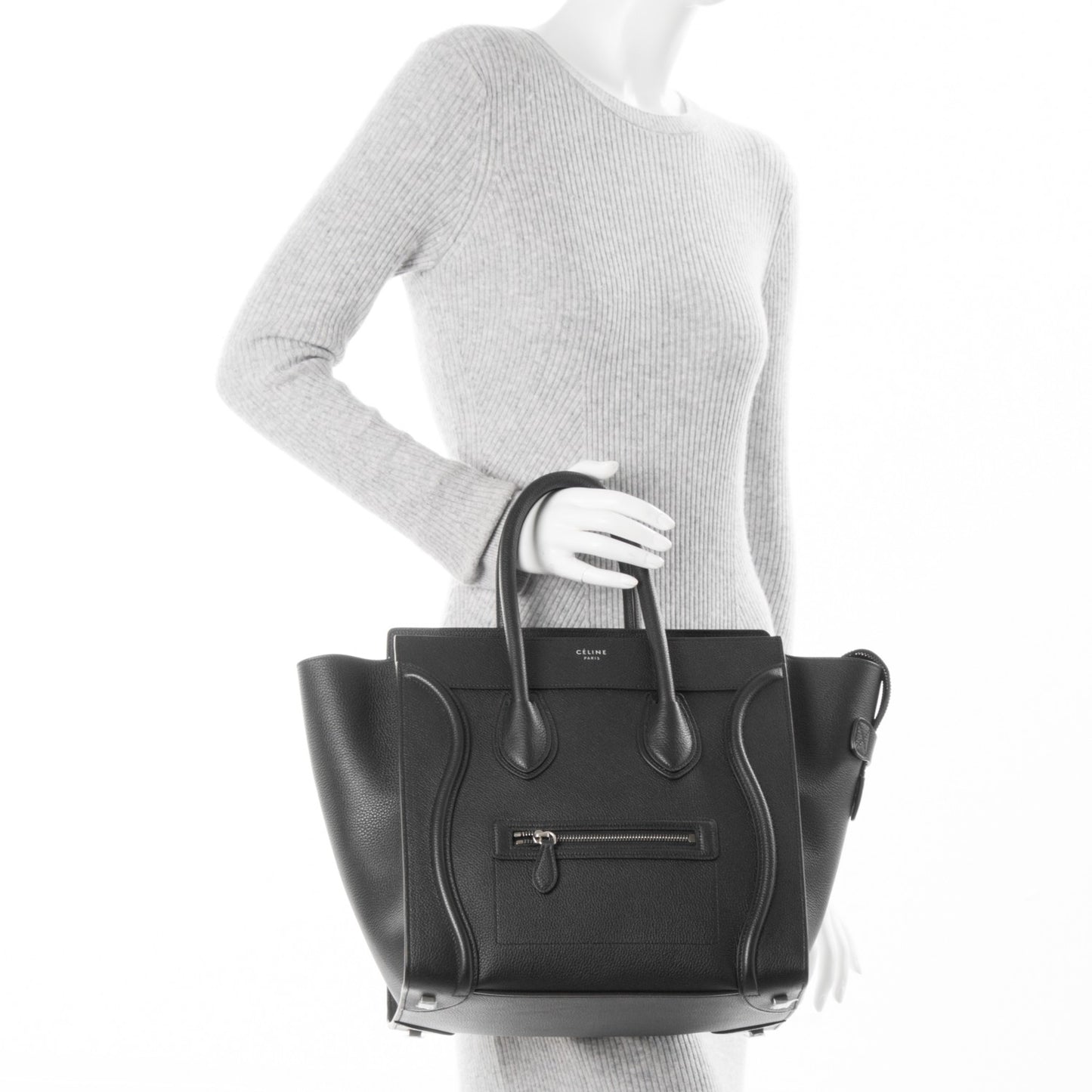 Drummed Calfskin Mini Luggage Black