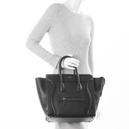 Celine Drummed Calfskin Mini Luggage Black 2 of 6