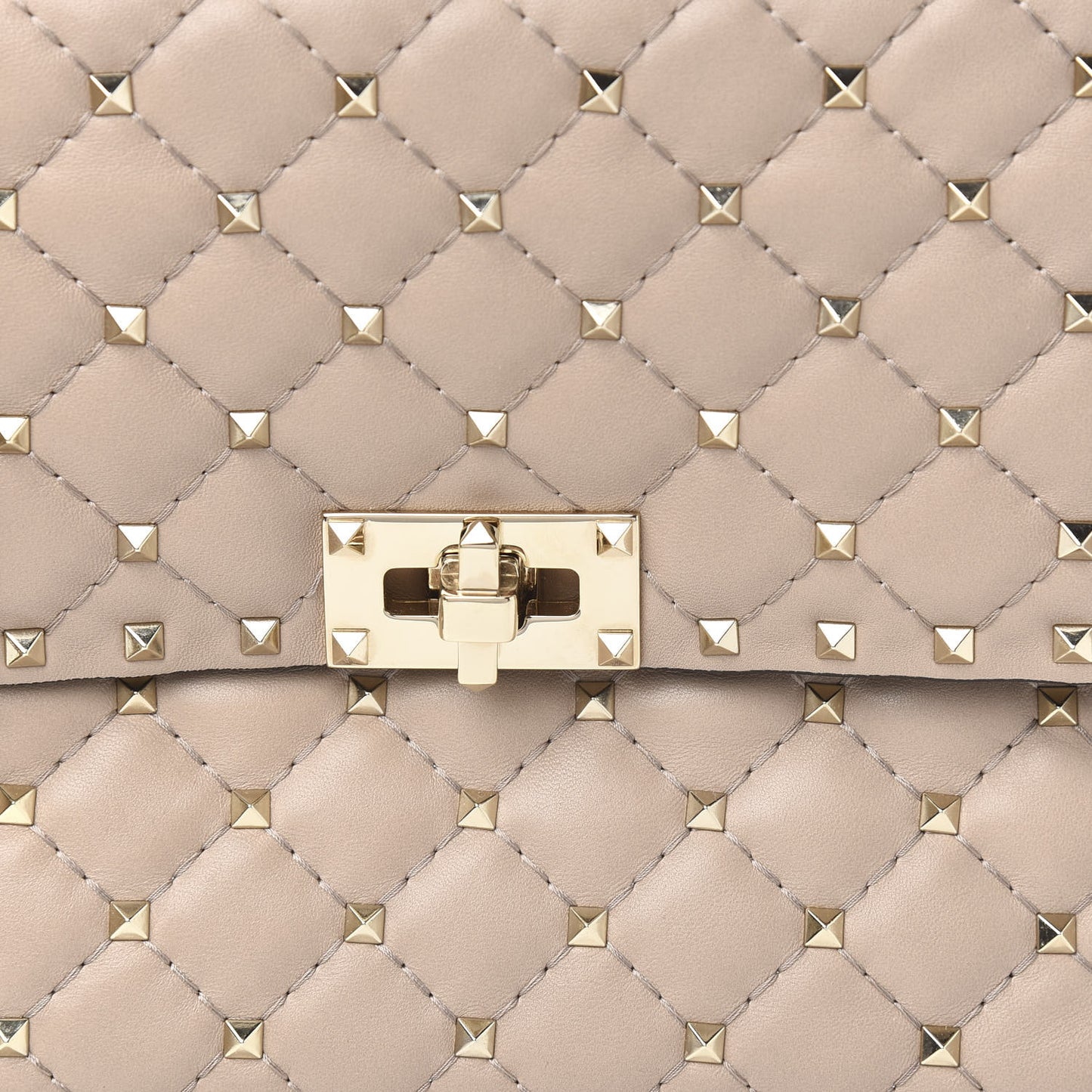 Nappa Large Rockstud Spike Shoulder Bag Soft Noisette