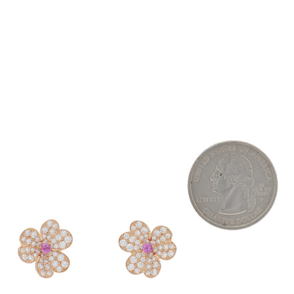 Van Cleef & Arpels 18K Rose Gold Diamond Pink Sapphire Small Frivole Earrings 2 of 5