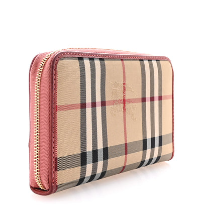 Burberry Grainy Calfskin House Check Elmore Zip Around Wallet Pink 3 of 7