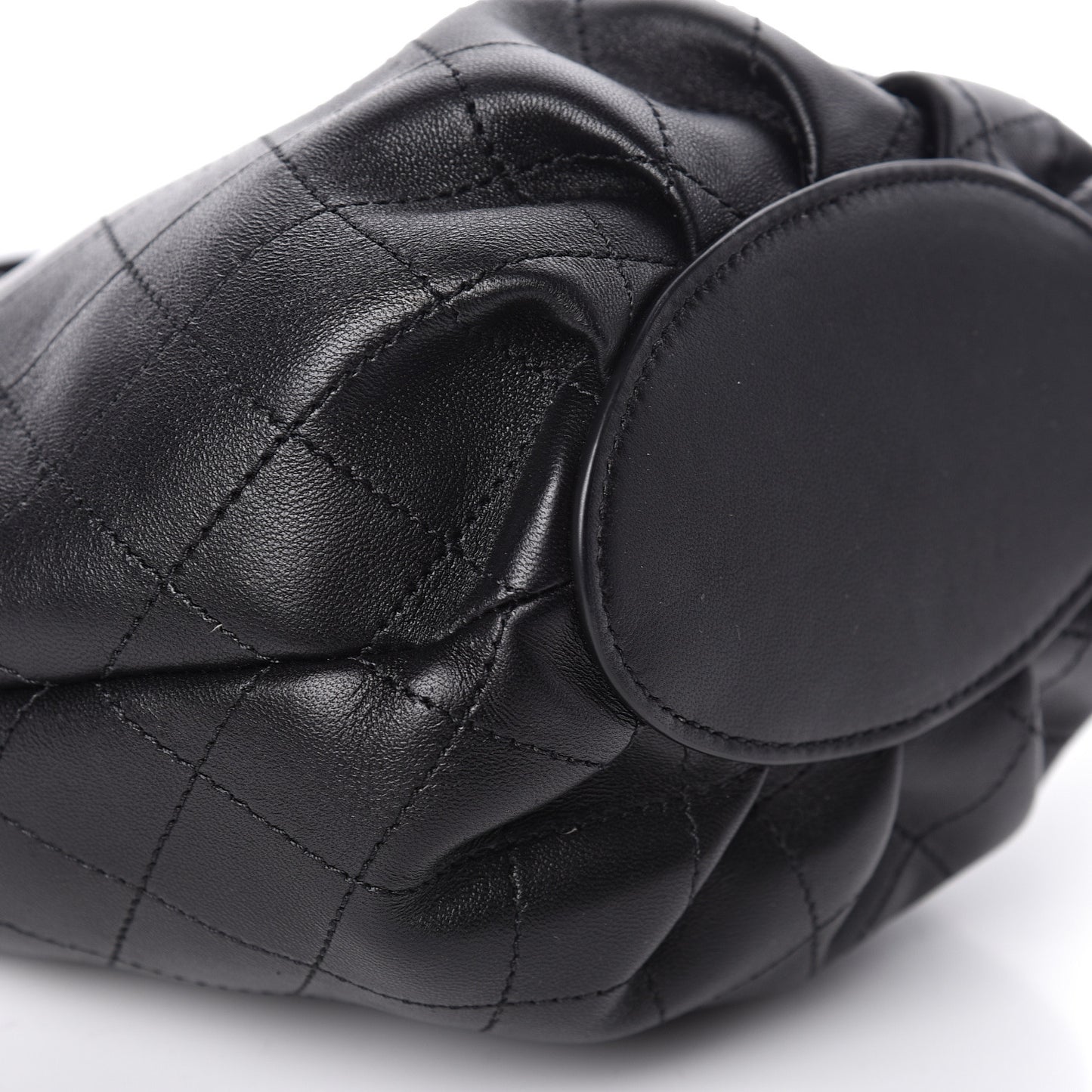 Lambskin Stitched Small Shopping Tote Black