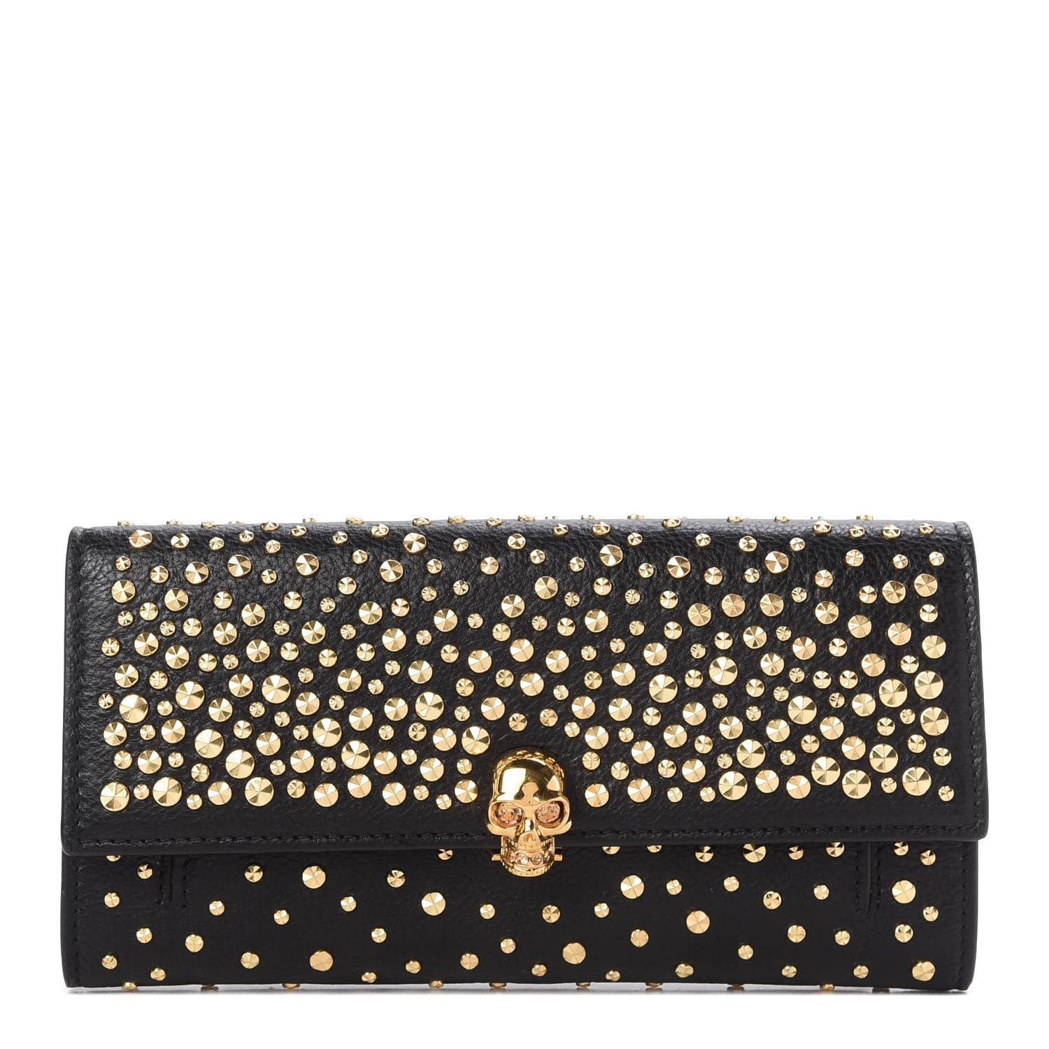 Alexander McQueen Calfskin Studded Skull Wallet on Chain Black 1 of 7