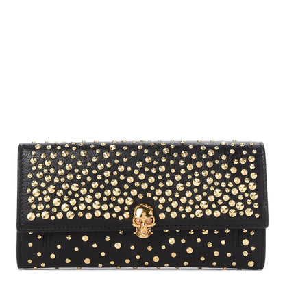 Alexander McQueen Calfskin Studded Skull Wallet on Chain Black 1 of 7