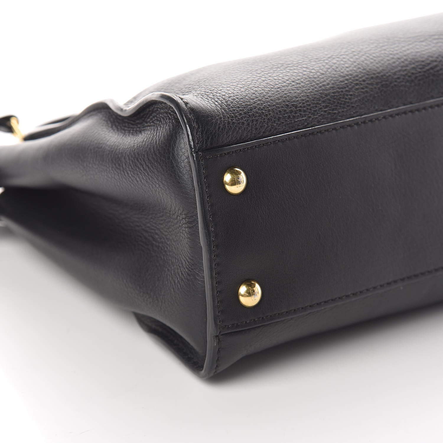 Fendi Vitello Seta Shiny Nappa Medium Peekaboo Iconic Satchel Black 9 of 11