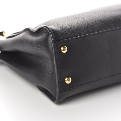 Fendi Vitello Seta Shiny Nappa Medium Peekaboo Iconic Satchel Black 9 of 11