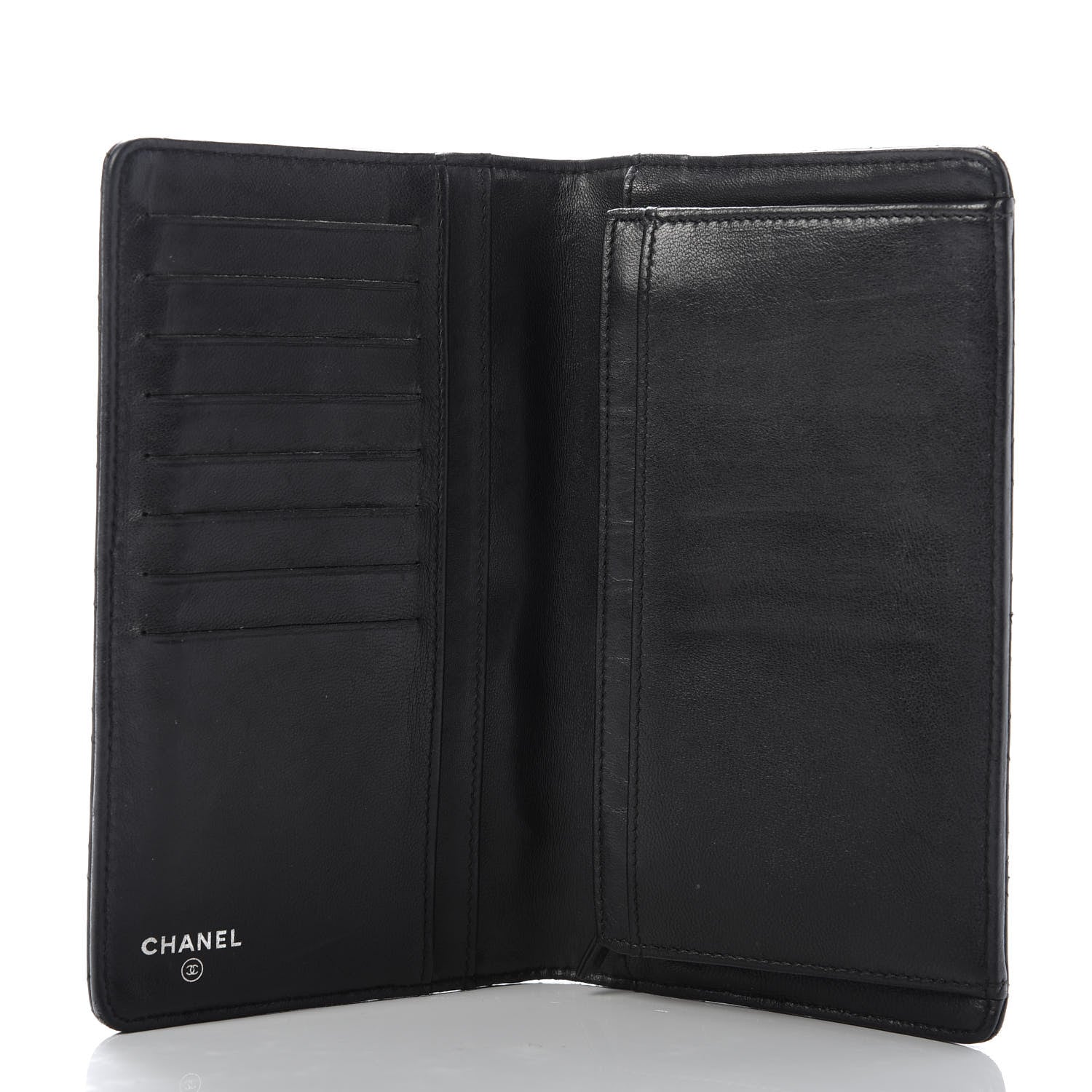 Chanel Lambskin Quilted Diamond CC Yen Wallet Black 5 of 11