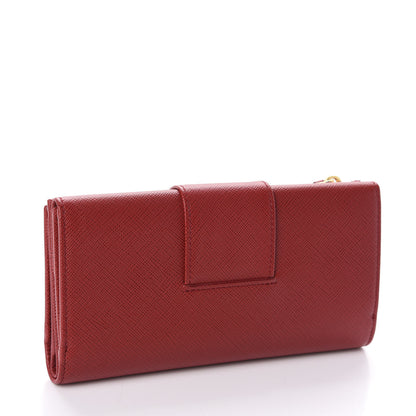 Prada Saffiano Metal Tab Wallet Fuoco 3 of 7
