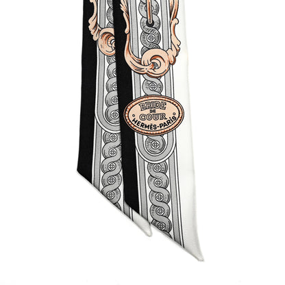 Hermes Silk Bride De Cour Twilly Black White Or Rose 3 of 5