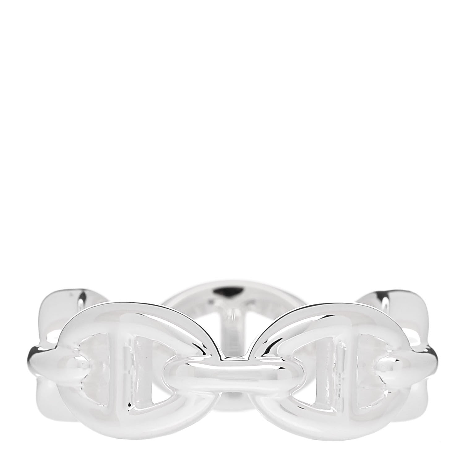 Hermes Sterling Silver PM Chaine d'Ancre Enchainee Band Ring 50 5.25 3 of 9