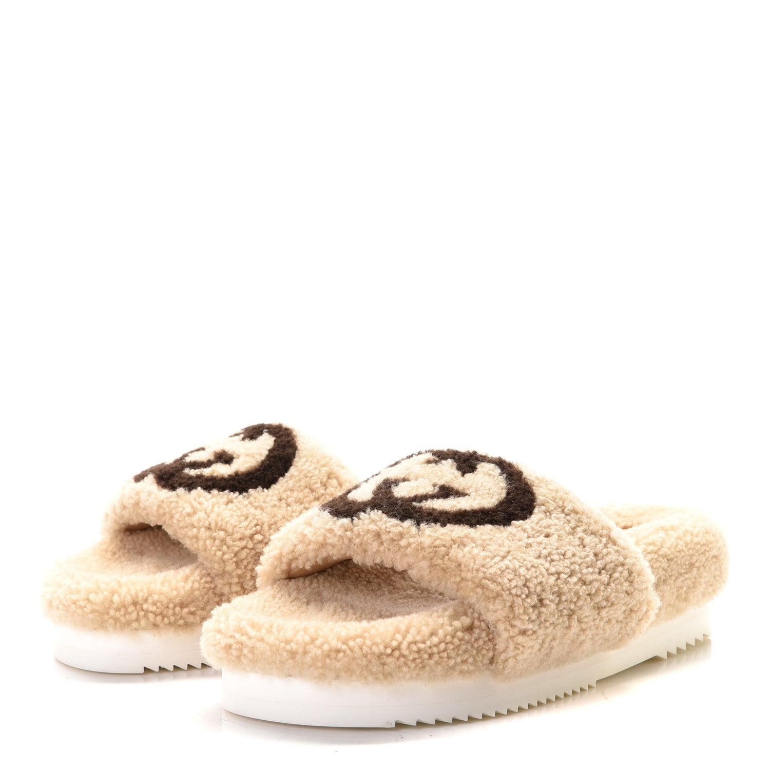 Gucci Merino Interlocking G Slide Sandals 37 Butterscotch Cocoa 2 of 9