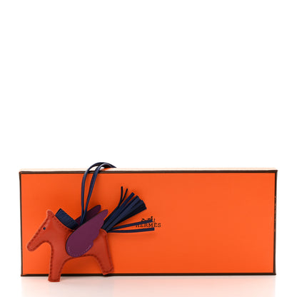Hermes Milo Lambskin Grigri Rodeo Pegase Horse Bag Charm PM Cornaline Bleu Saphir Anemone 5 of 5