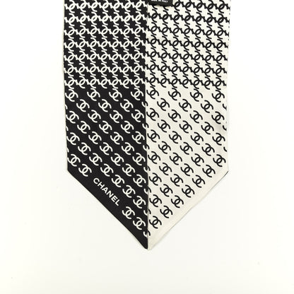 Chanel Silk Twill Houndstooth Slim Bandeau Scarf Black Ecru 3 of 3