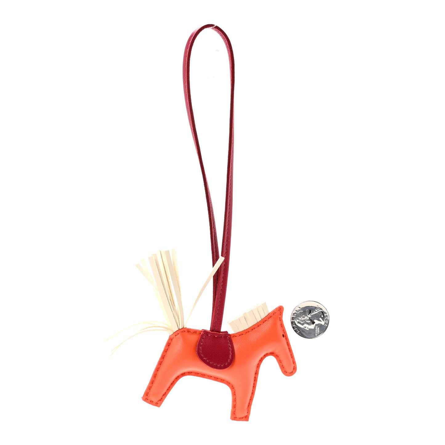 Milo Lambskin Grigri Rodeo Horse Bag Charm PM Orange Poppy Craie Terre Battue
