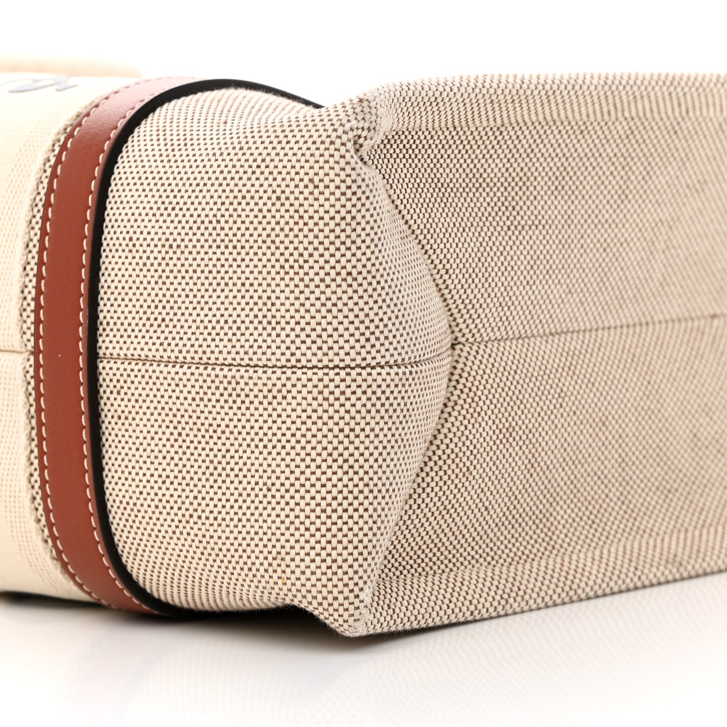 Chloe Cotton Calfskin Medium Woody Ribbon Tote White Brown 10 of 13