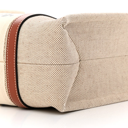 Chloe Cotton Calfskin Medium Woody Ribbon Tote White Brown 10 of 13