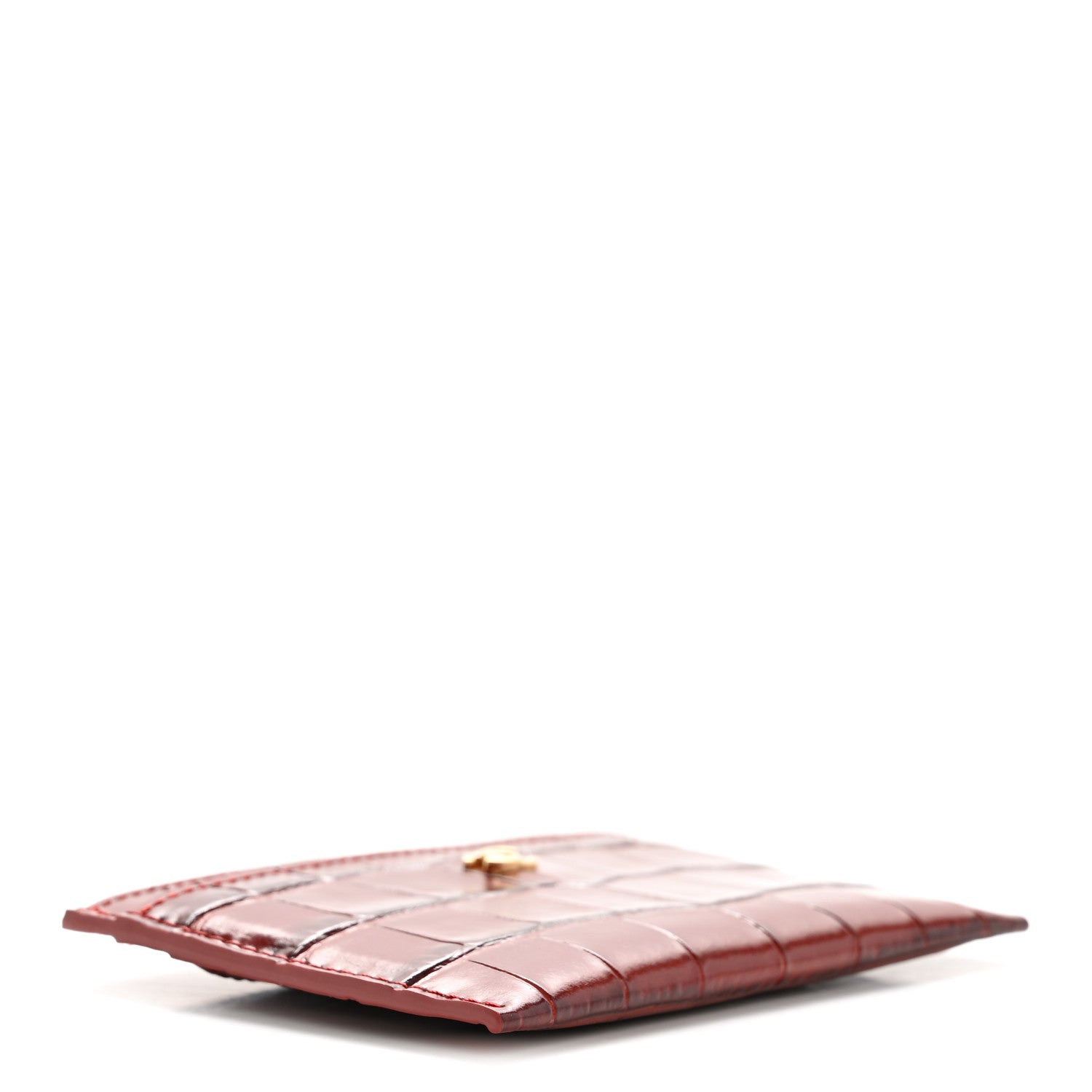 Chanel Calfskin Crocodile Embossed Crococo Card Holder Burgundy 4 of 8
