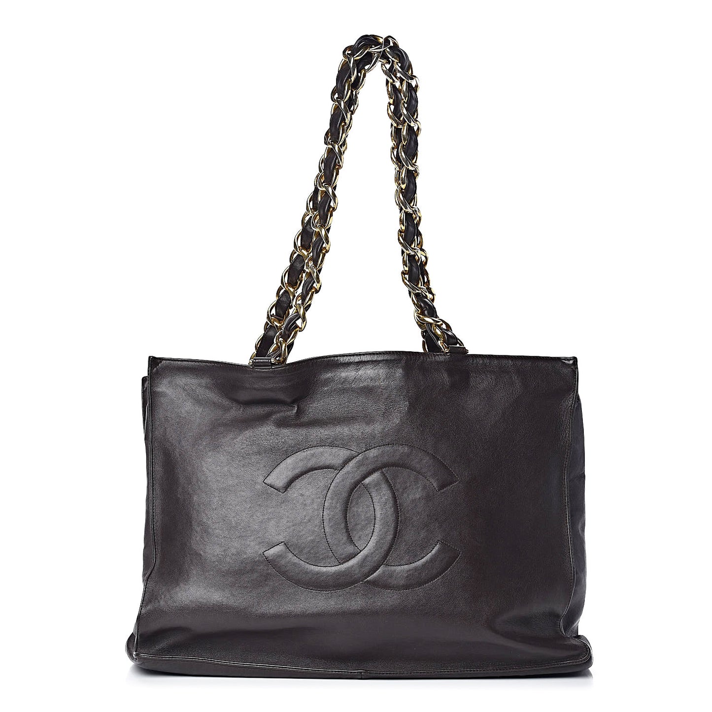 Lambskin CC Tote Dark Brown