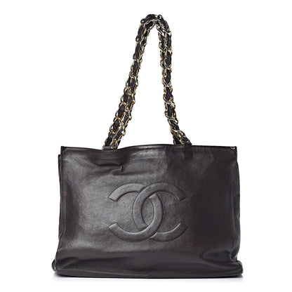 Chanel Lambskin CC Tote Dark Brown 1 of 15