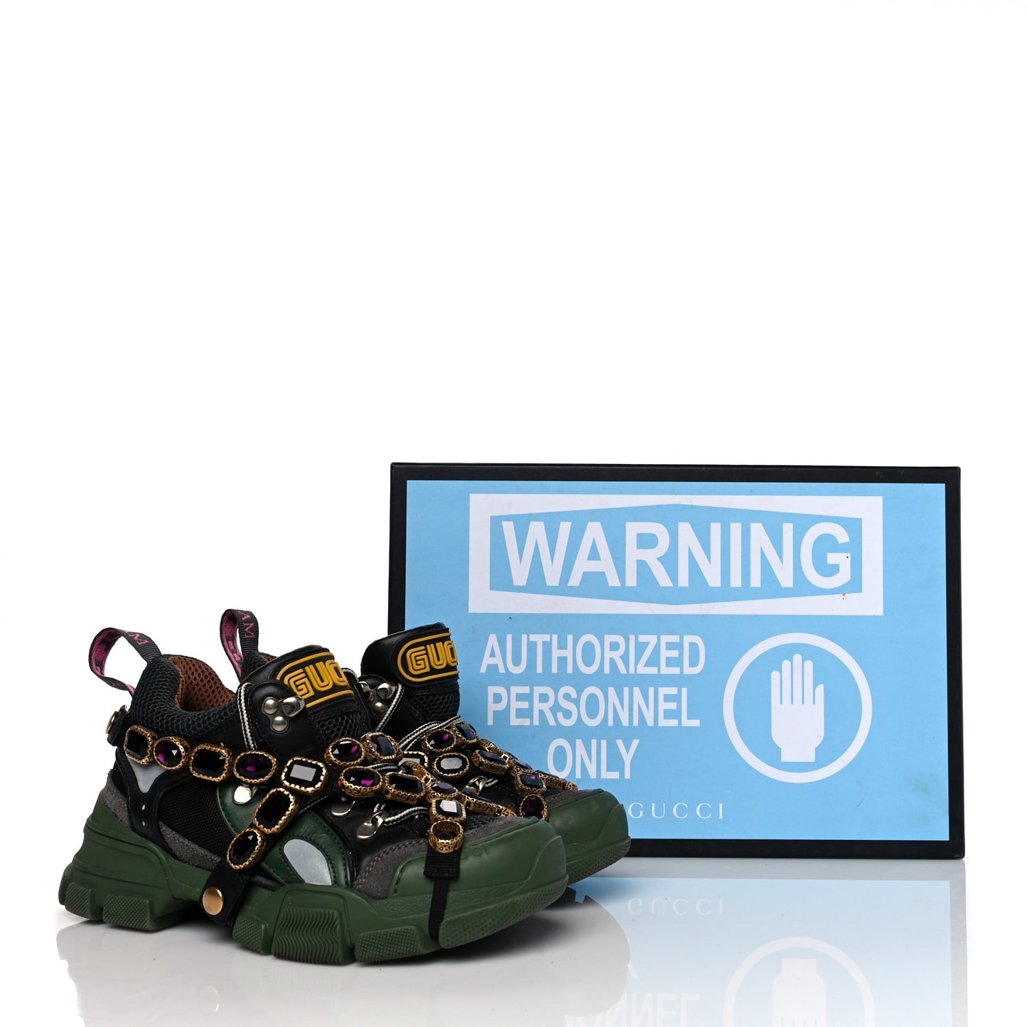 X SEGA Mesh Suede Calfskin Removable Crystals Flashtrek Sneakers 36 Loess Black Olive Green