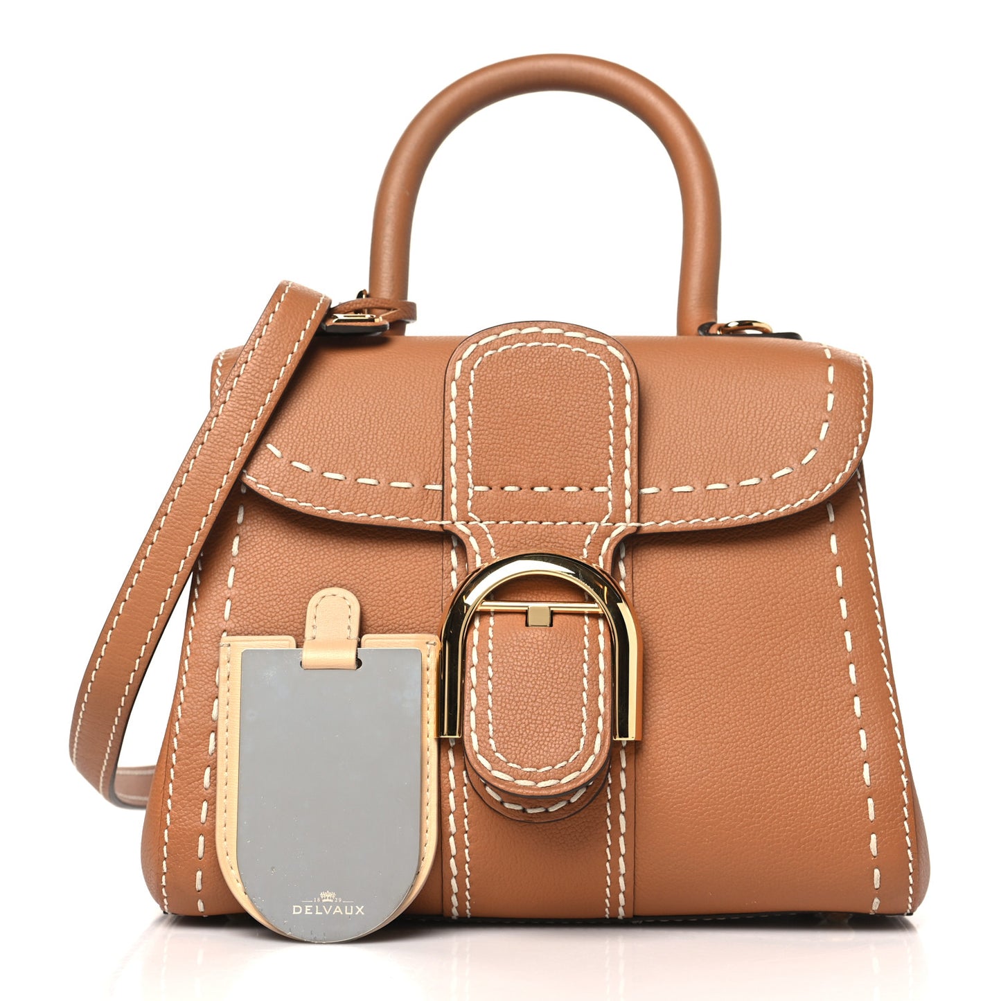 Grained Rodeo Calfskin Surpique Mini Brillant Satchel Vegetal Ivory