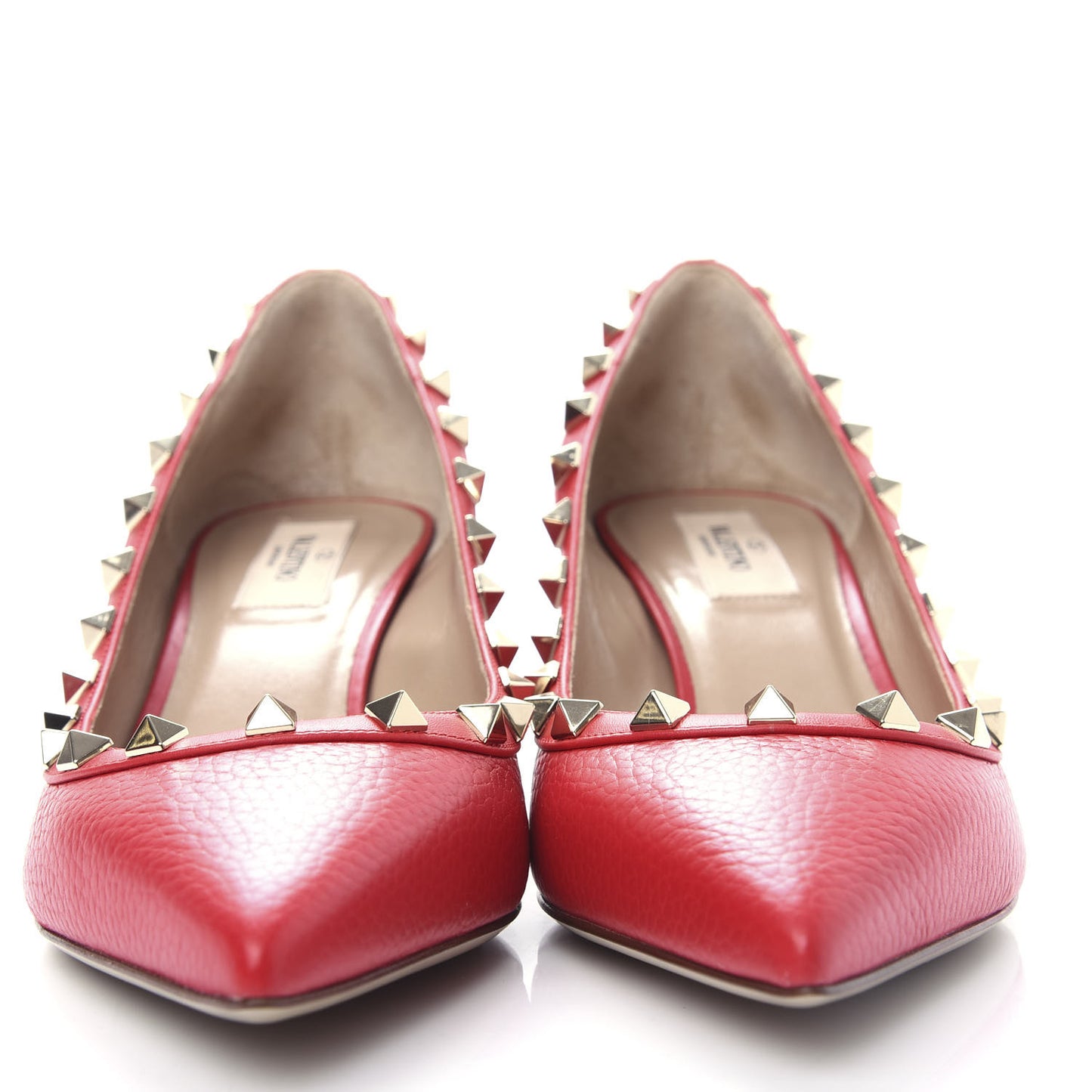 Pebbled Calfskin Rockstud 50mm Pumps 39 Rouge Pur