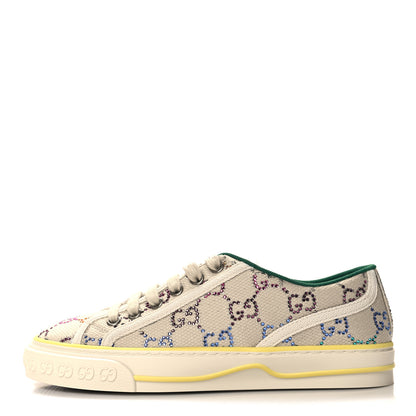 Gucci Canvas Lame Crystal GG Monogram Womens 1977 Tennis Sneakers 35.5 Gardenia Silver Mystic White 1 of 8