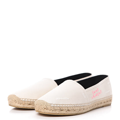 Saint Laurent Canvas Elba Logo Embroidered Espadrilles 39 Panna 3 of 9