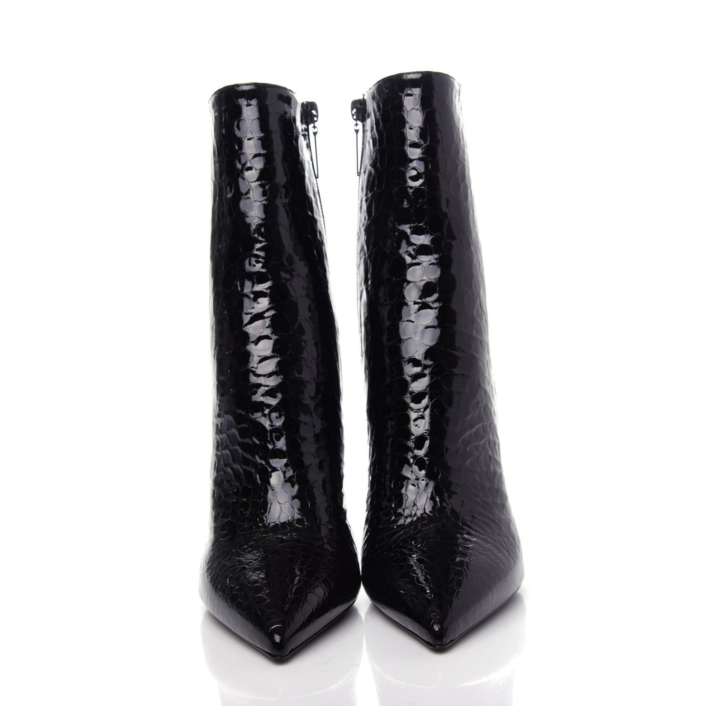 Alligator Embossed Patent Calfskin Opyum 110 Ankle Boots 40 Black