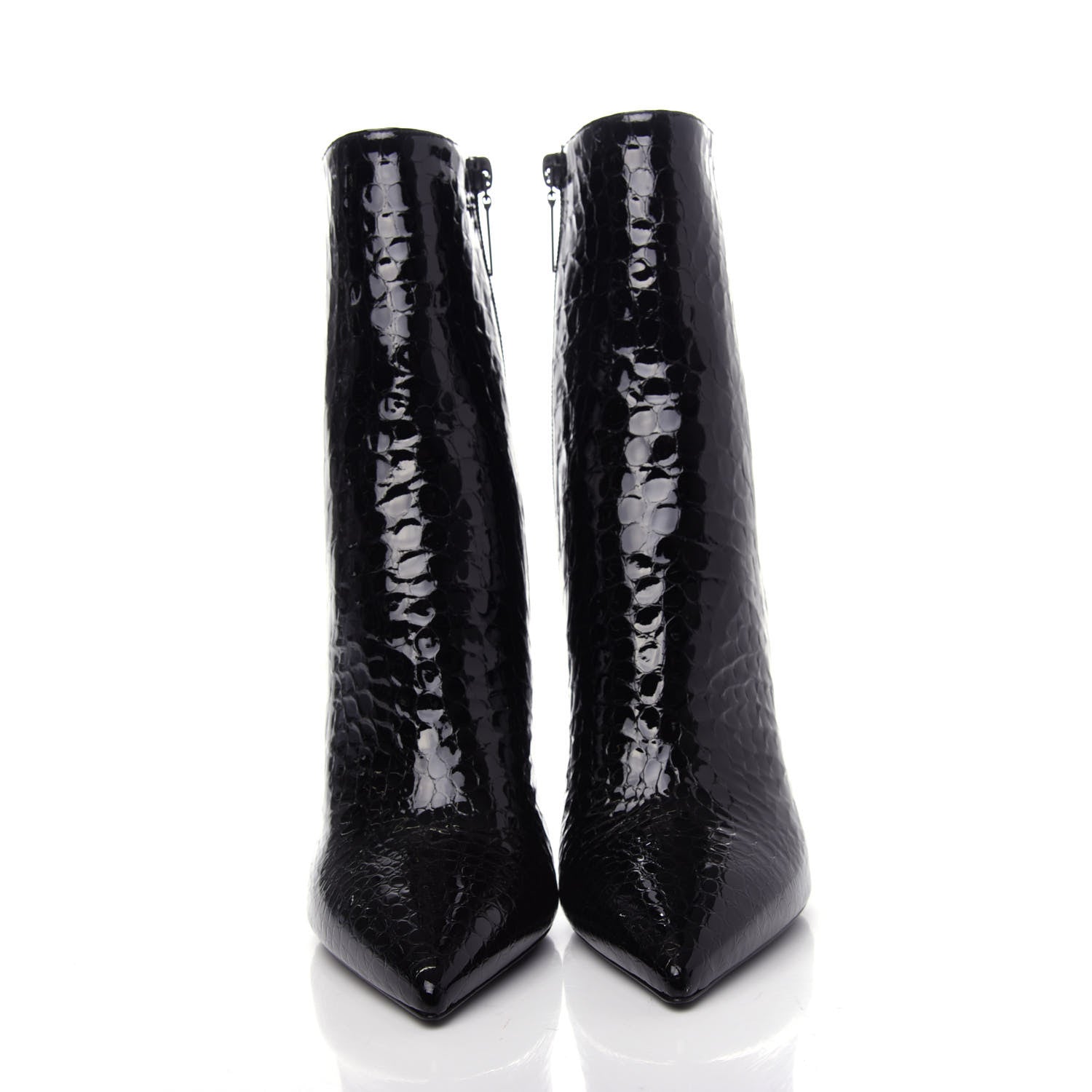 Saint Laurent Alligator Embossed Patent Calfskin Opyum 110 Ankle Boots 40 Black 2 of 11
