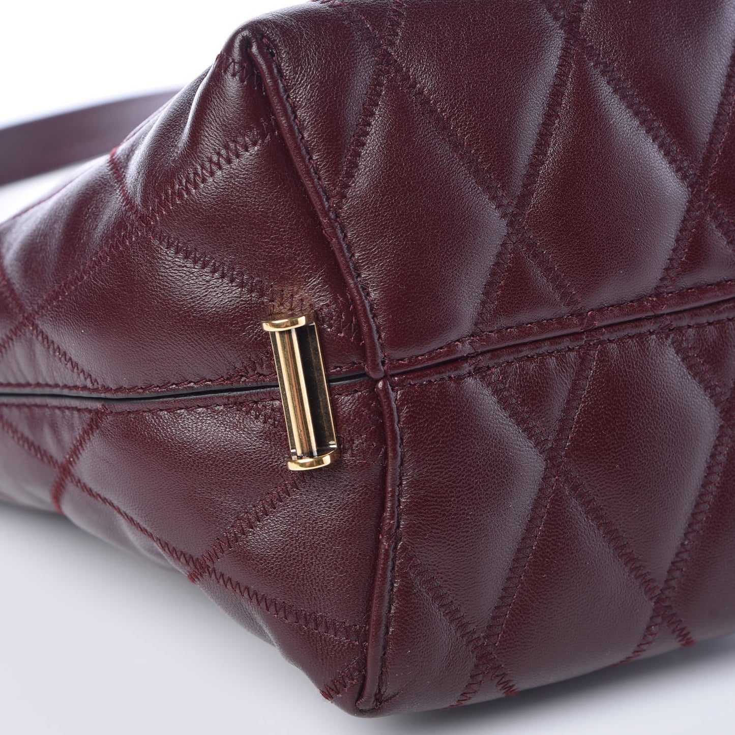 Lambskin Quilted Mini GV Bucket Bag Aubergine