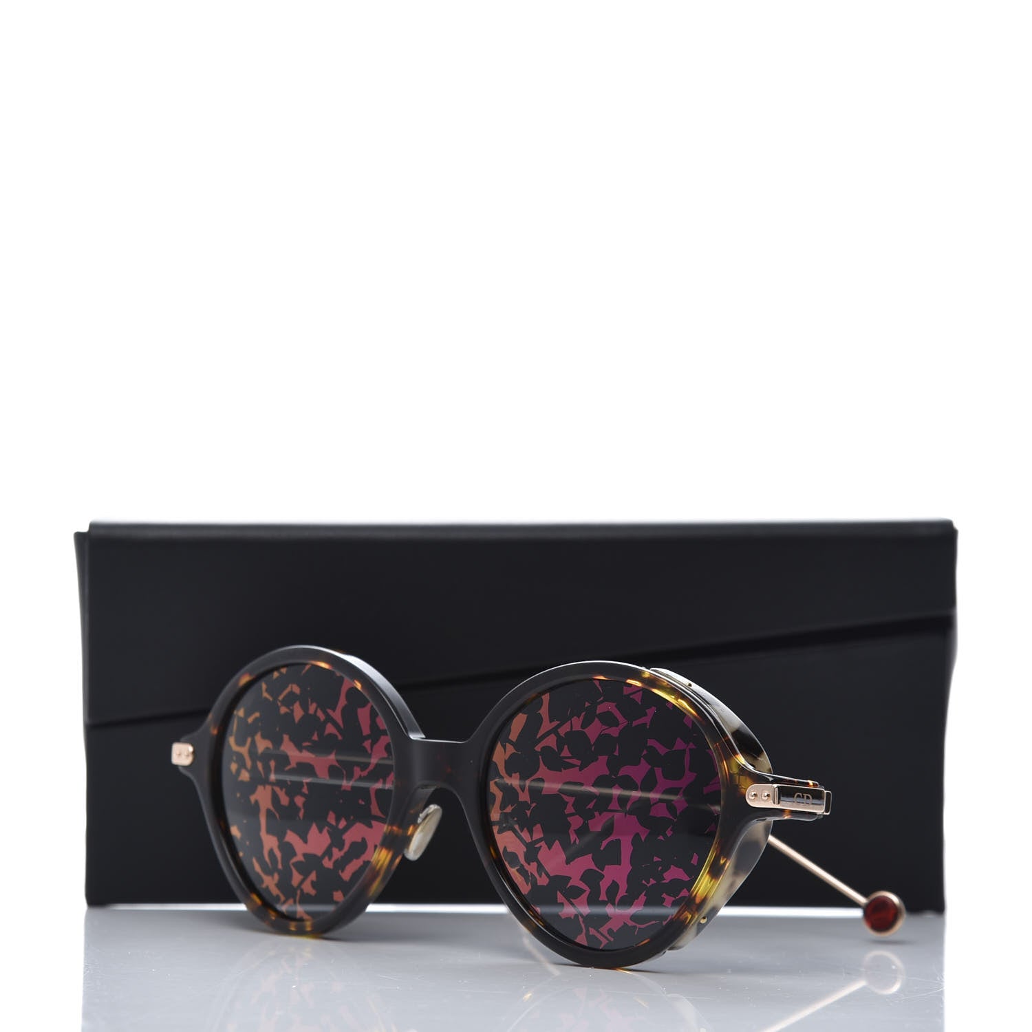 Christian Dior Acetate Leaf Print Umbrage Round Sunglasses Pink Foliage 8 of 8