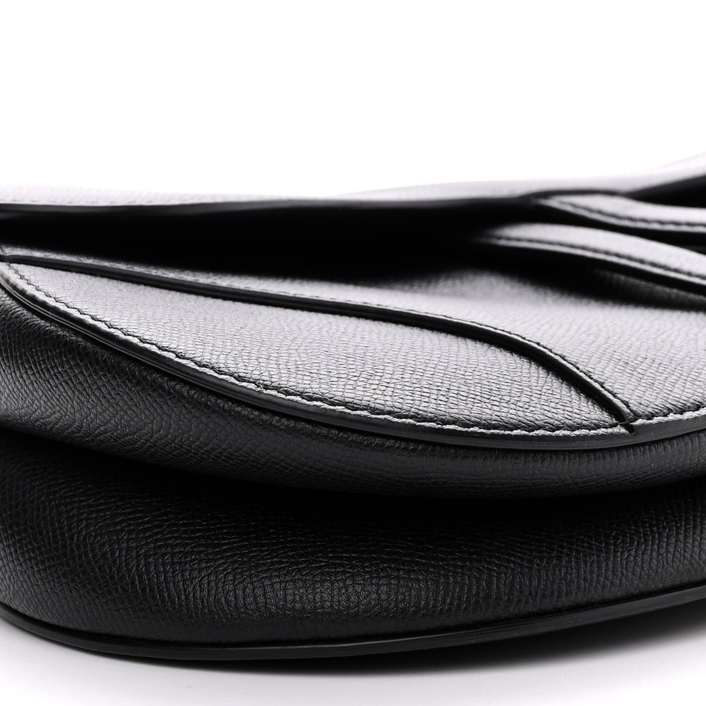 Grained Calfskin Saddle Bag Black