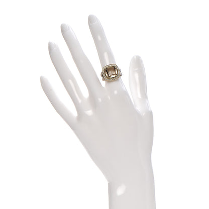 David Yurman Sterling Silver 18K Yellow Gold Diamond Smoky Quartz 11mm Albion Ring 50 5.5 2 of 5