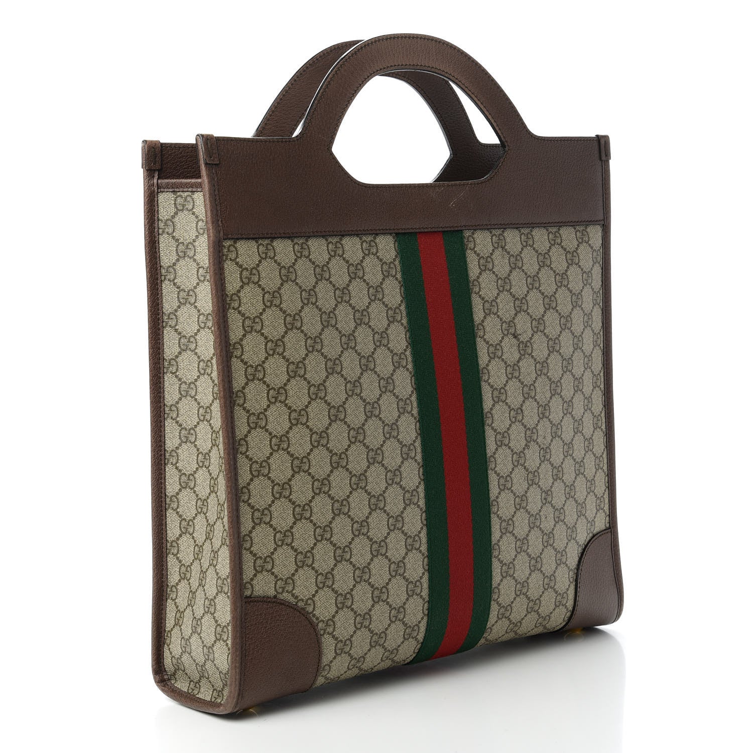 Gucci GG Supreme Monogram Textured Calfskin Web Medium Ophidia Slip Handle Tote Beige Ebony New Acero 3 of 12
