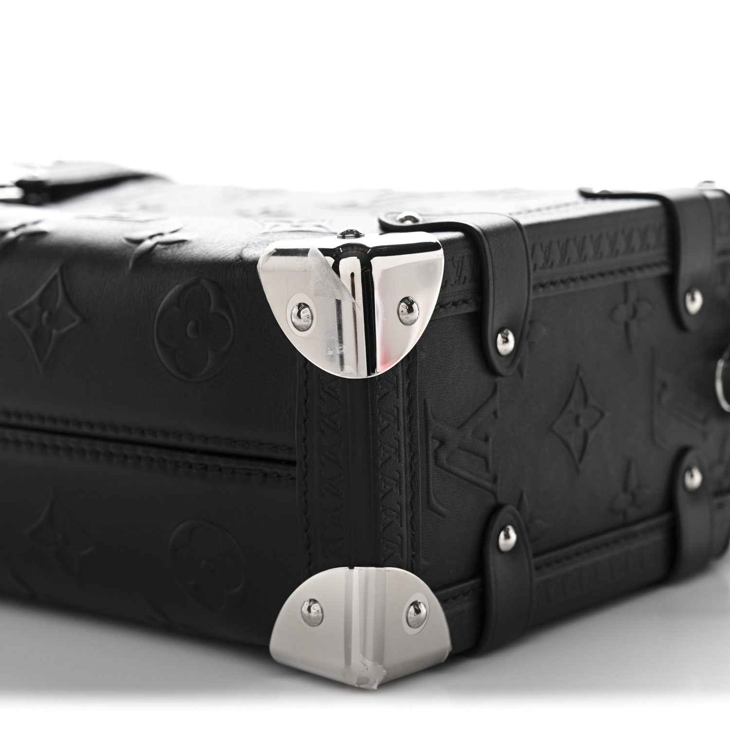 Louis Vuitton Calfskin Debossed Monogram Side Trunk Black 9 of 10