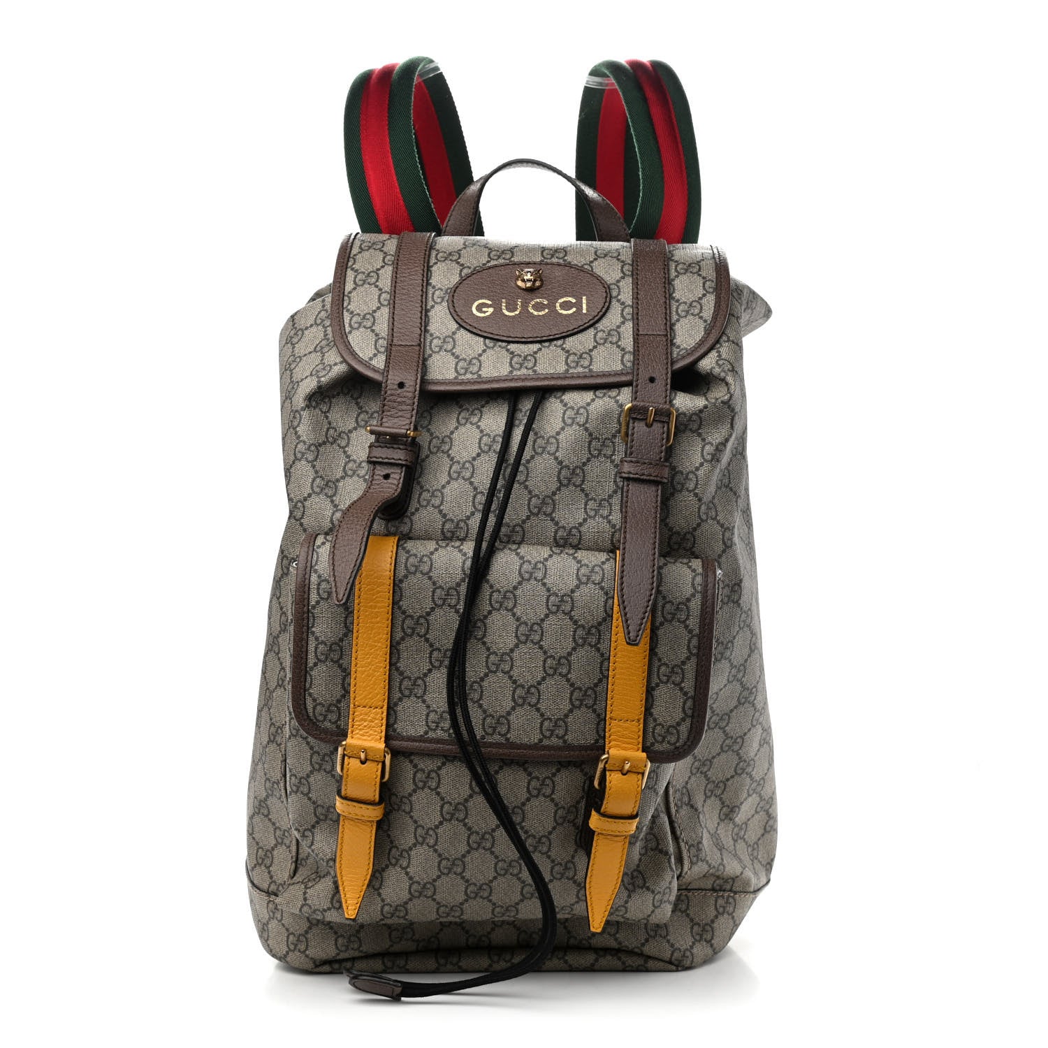 Gucci Soft GG Supreme Monogram Neo Vintage Double Buckle Backpack Beige New Acero Crop 1 of 9