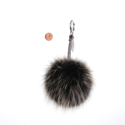 Fendi Fox Fur Cuoio Romano Selleria Pom Pom Bag Charm Grey 2 of 3