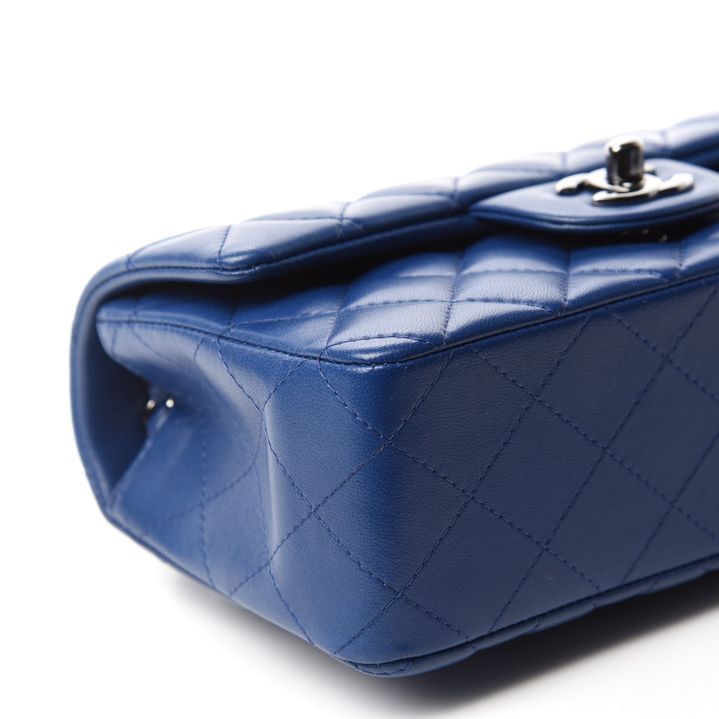 Lambskin Quilted Mini Rectangular Flap Blue