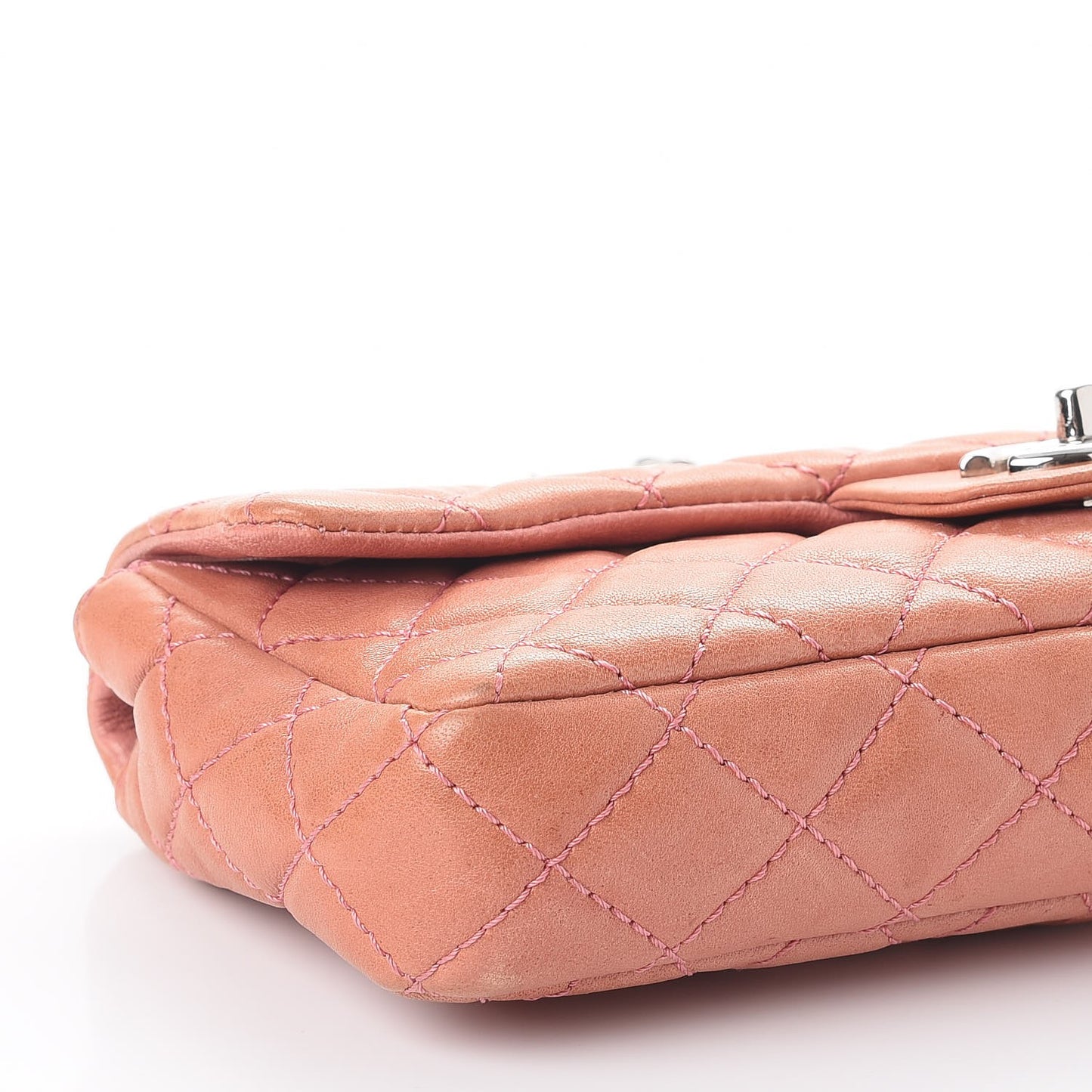 Lambskin Quilted East West Flap Pink