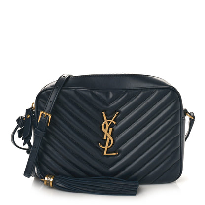 Saint Laurent Calfskin Matelasse Monogram Lou Camera Bag Navy 1 of 8
