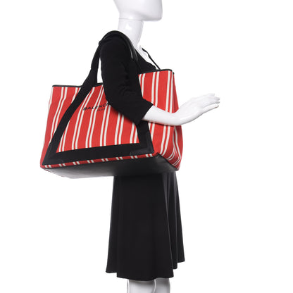 Balenciaga Canvas Navy Striped Cabas M Red 2 of 10