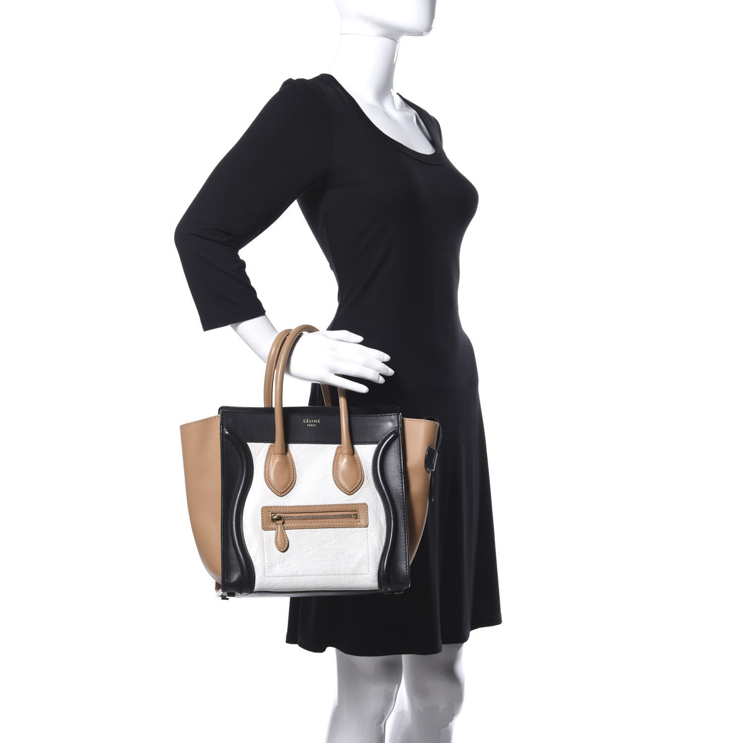 Celine Smooth Calfskin Shrunken Lambskin Micro Tri-Color Luggage White 2 of 14