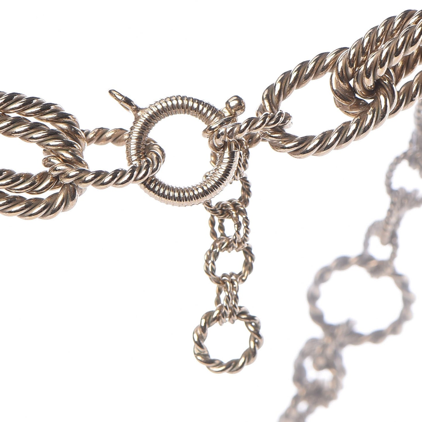 Twisted Chain CC Pendant Necklace Gold