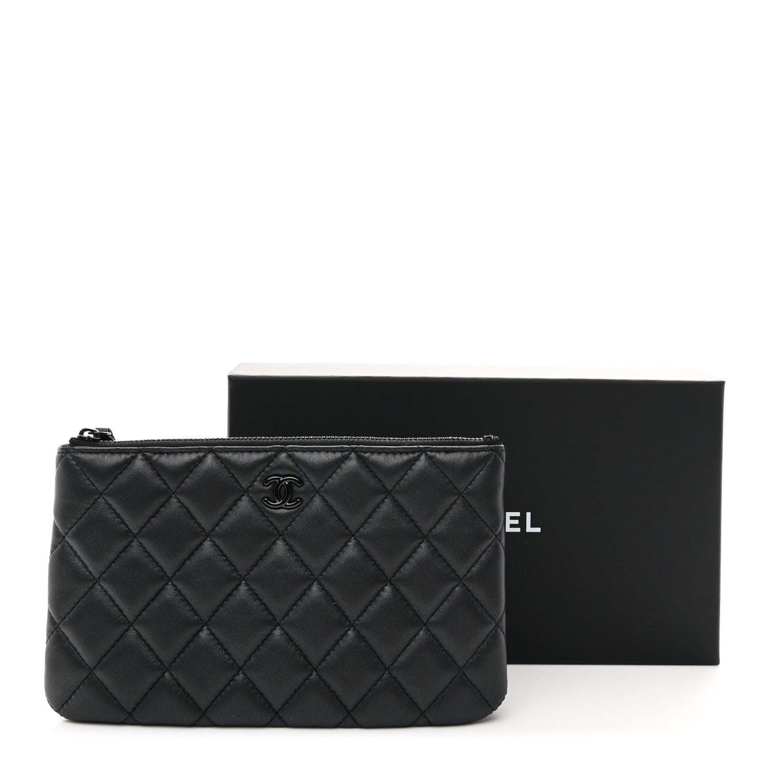 Chanel Pearly Lambskin Quilted Cosmetic Case So Black 8 of 8