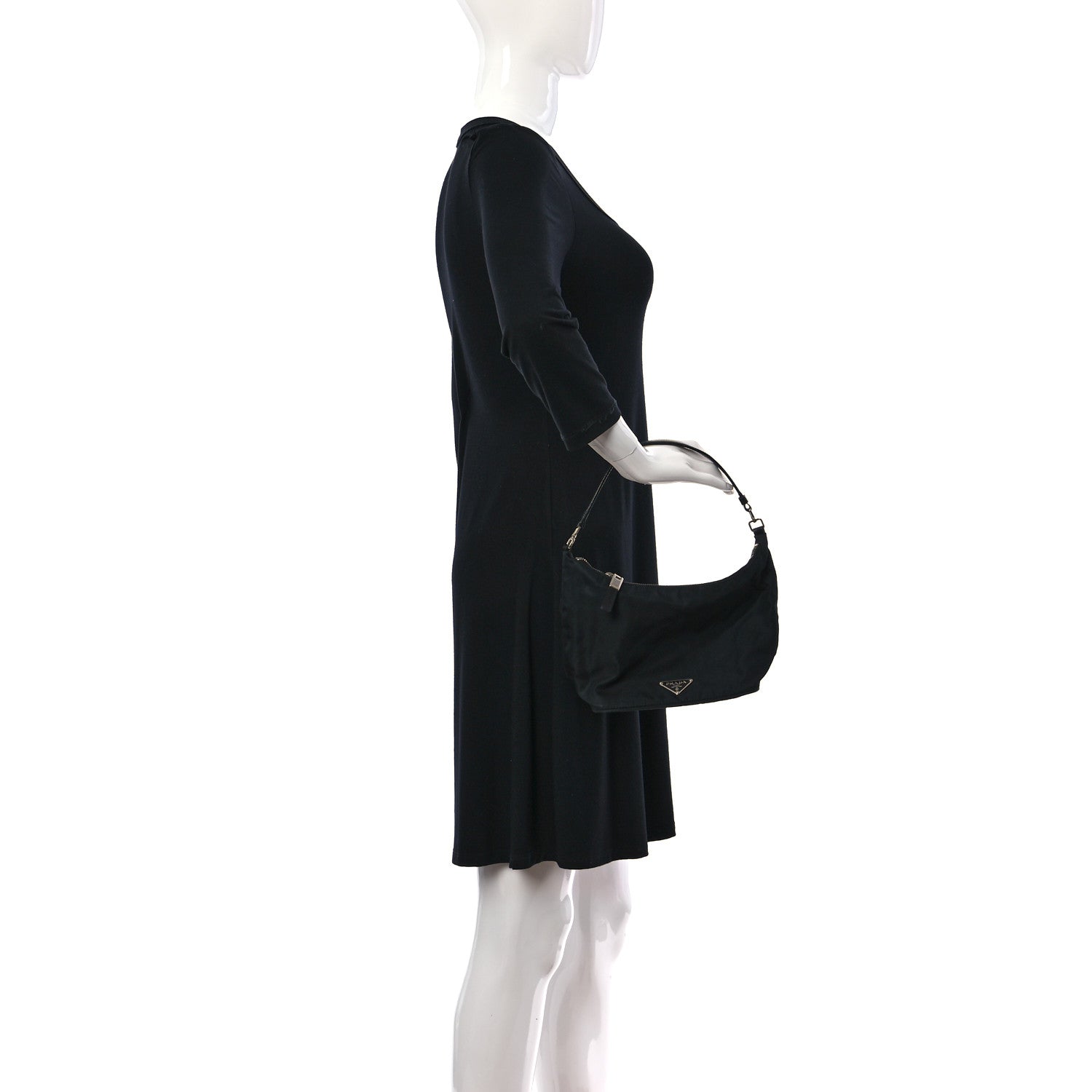 Prada Tessuto Nylon Vitello Hobo Black 2 of 10
