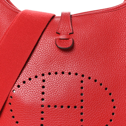 Hermes Taurillon Clemence Evelyne III PM Rouge Casaque 8 of 10