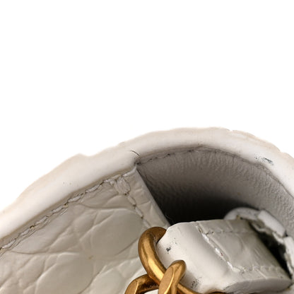 Balenciaga Shiny Calfskin Crocodile Embossed Hourglass Chain Bag Cream 13 of 14